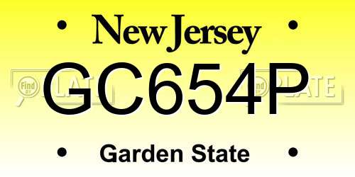 GC654P New Jersey License Plate