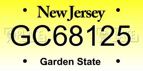 GC68125 New Jersey License Plate