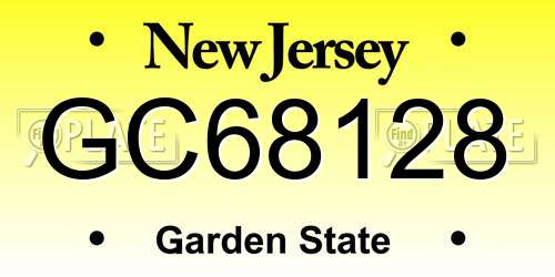 GC68128 New Jersey License Plate
