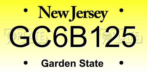 GC6B125 New Jersey License Plate
