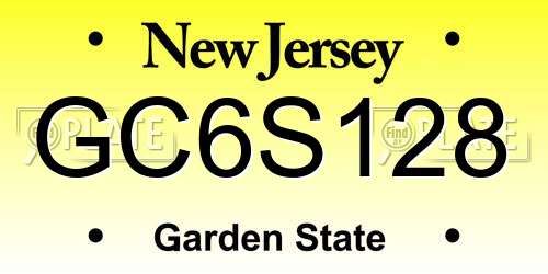 GC6S128 New Jersey License Plate
