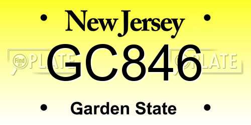 GC846 New Jersey License Plate