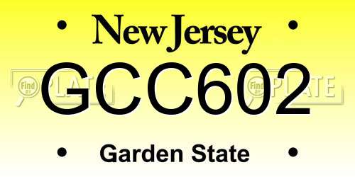 GCC602 New Jersey License Plate
