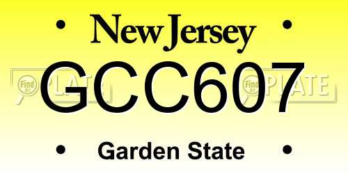 GCC607 New Jersey License Plate