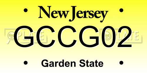 GCCG02 New Jersey License Plate