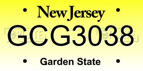 GCG3038 New Jersey License Plate