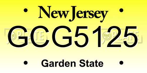 GCG5125 New Jersey License Plate