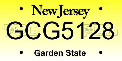 GCG5128 New Jersey License Plate