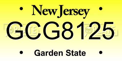 GCG8125 New Jersey License Plate