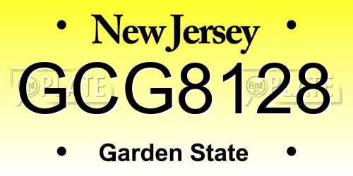 GCG8128 New Jersey License Plate