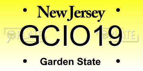 GCIO19 New Jersey License Plate