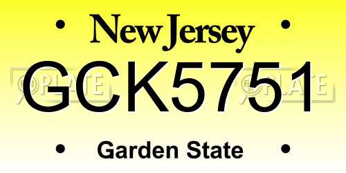 GCK5751 New Jersey License Plate