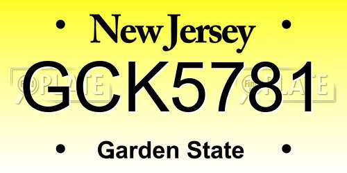 GCK5781 New Jersey License Plate