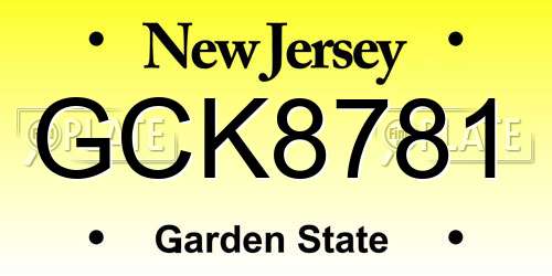 GCK8781 New Jersey License Plate