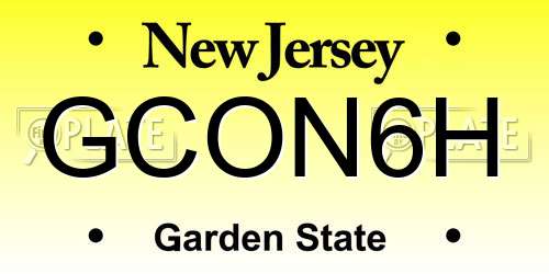 GCON6H New Jersey License Plate