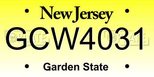 GCW4031 New Jersey License Plate