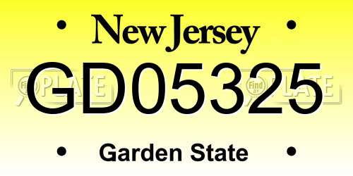 GD05325 New Jersey License Plate