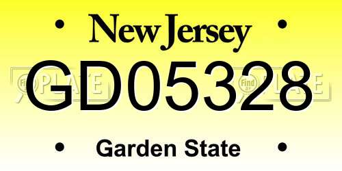 GD05328 New Jersey License Plate