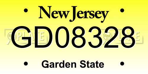 GD08328 New Jersey License Plate