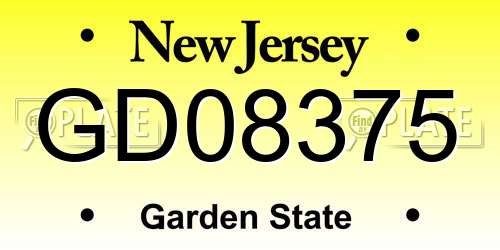 GD08375 New Jersey License Plate