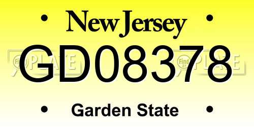 GD08378 New Jersey License Plate