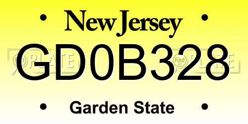 GD0B328 New Jersey License Plate