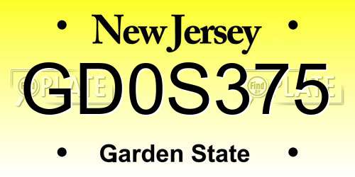 GD0S375 New Jersey License Plate