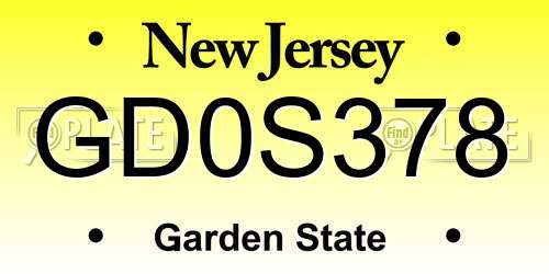 GD0S378 New Jersey License Plate