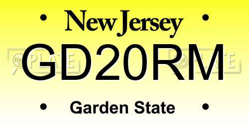 GD20RM New Jersey License Plate