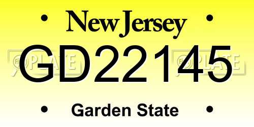 GD22145 New Jersey License Plate