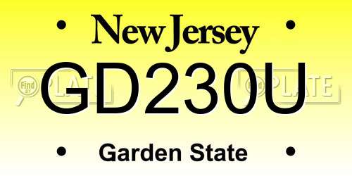 GD230U New Jersey License Plate