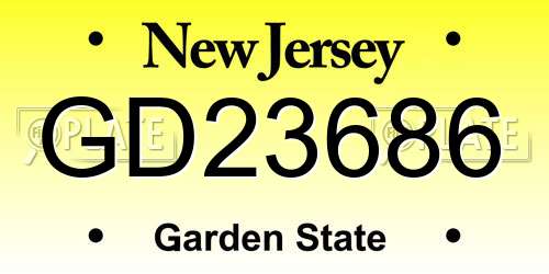 GD23686 New Jersey License Plate