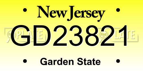 GD23821 New Jersey License Plate