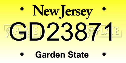 GD23871 New Jersey License Plate