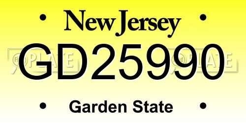 GD25990 New Jersey License Plate