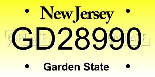 GD28990 New Jersey License Plate