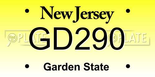 GD290 New Jersey License Plate