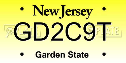 GD2C9T New Jersey License Plate