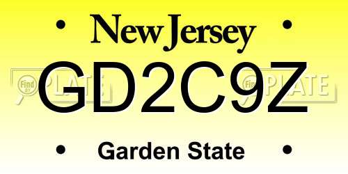 GD2C9Z New Jersey License Plate