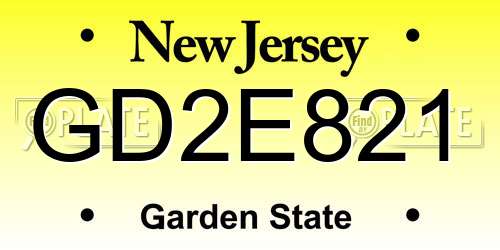 GD2E821 New Jersey License Plate