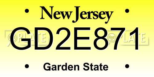 GD2E871 New Jersey License Plate