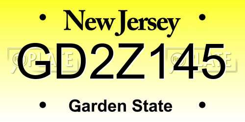 GD2Z145 New Jersey License Plate