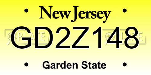 GD2Z148 New Jersey License Plate