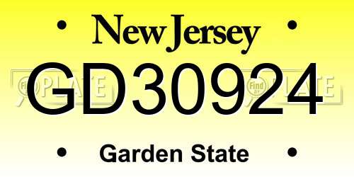 GD30924 New Jersey License Plate
