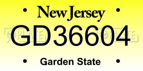 GD36604 New Jersey License Plate