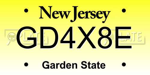 GD4X8E New Jersey License Plate