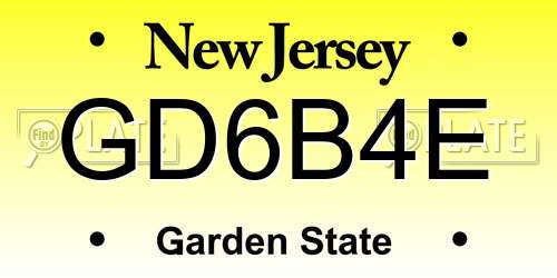 GD6B4E New Jersey License Plate