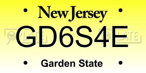 GD6S4E New Jersey License Plate