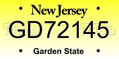 GD72145 New Jersey License Plate