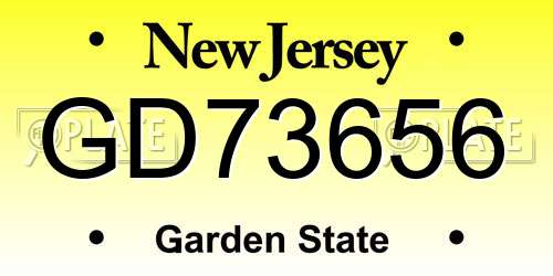 GD73656 New Jersey License Plate